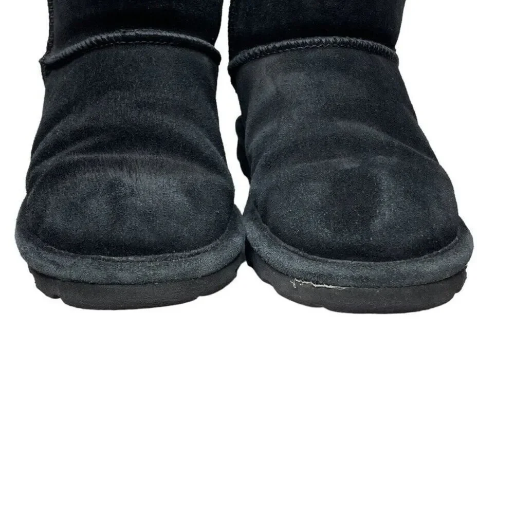 BearPaw Youth Elle Black Cow Suede Wool Blend Short Snow Boot Size 1‎ WIDE